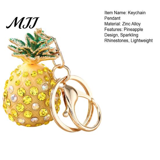Anti-oxidation Key Pendant Keychain Sparkling Rhinestones Inlaid Three-Dimensional Pineapple Keyring Design Chain Lightweight Car Bag Accessory