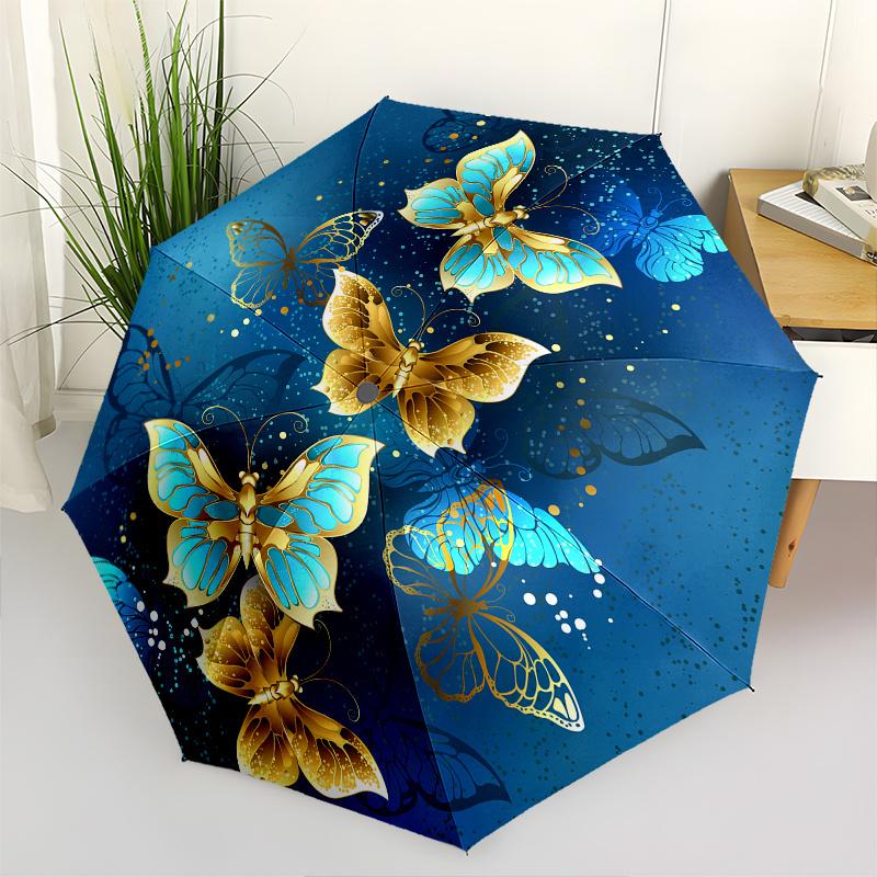 

Golden Blue Butterfly Fabric, Luxury Butterfly Print Material for Dress Making, Upholstery, Home Decor, Quilting, Crafting & More.Umbrella, Cute Umbre