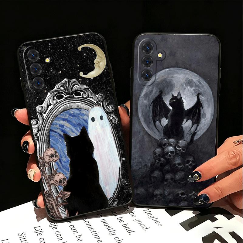 Black Cat Witch Aesthetics Soft Phone Case for Samsung A17 A37 A57 A16 A26 A36 A56 A15 A25 A35 A55 A14 A24 A34 A54 A13 A23 A33 A