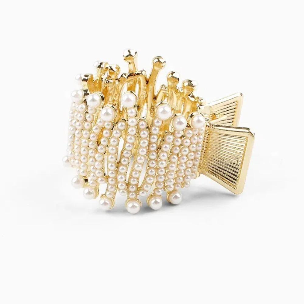 

Pearl Water Diamond High Ponytail Hair Claw Headwear Gifts Styling Tools Irregular Metal Hairpins Fixed Hair