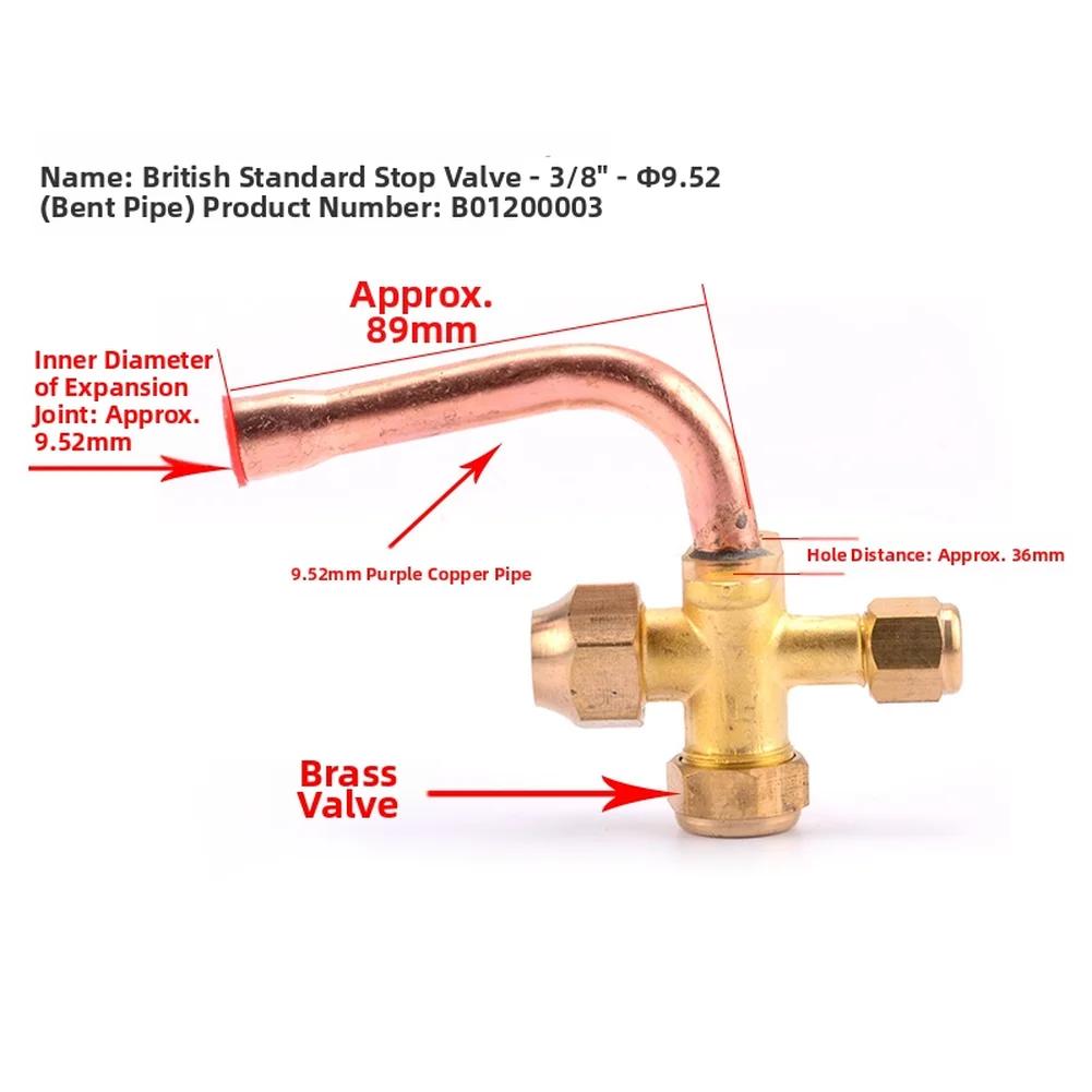 Three-Way Valve Brass Air Conditioning Shut-Off High Low Pressure For HVAC Split System Cooling Heating Maintenance