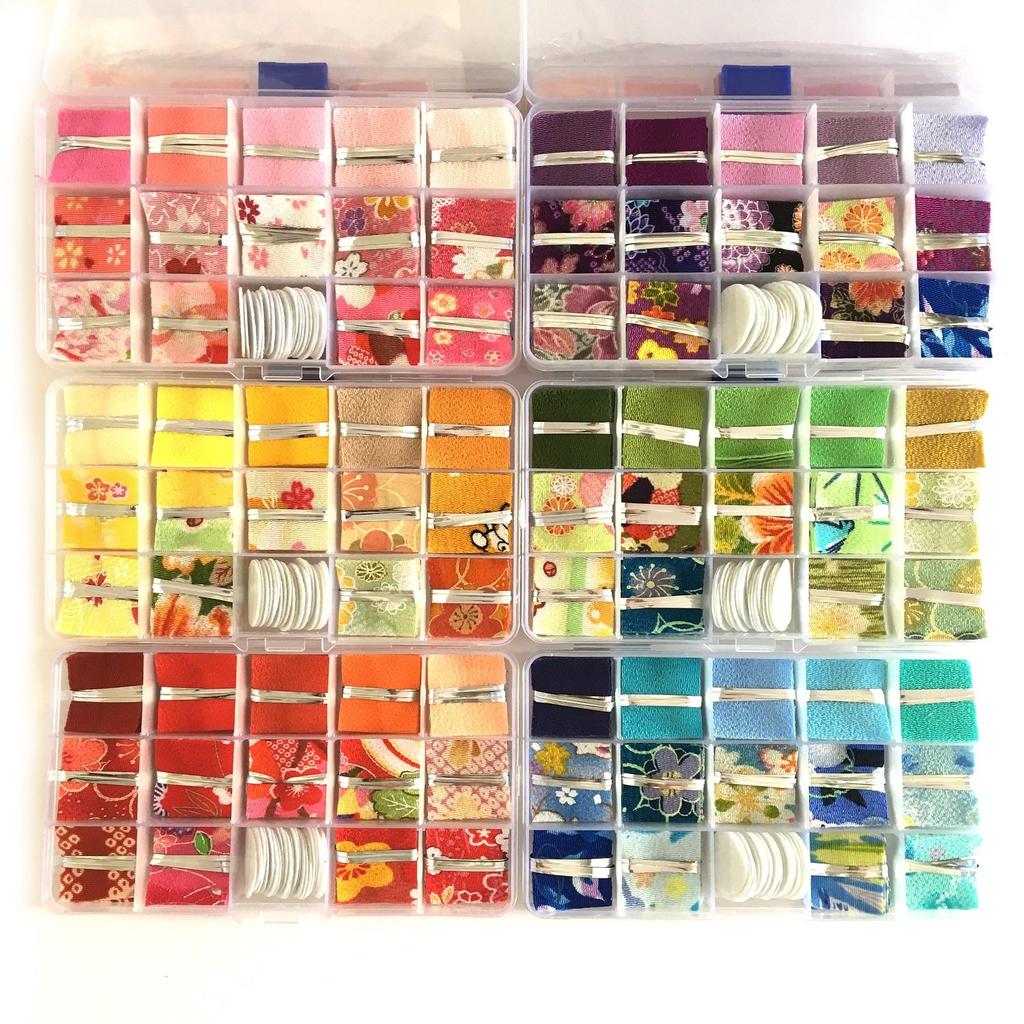 Angelicate Chirimen Felt Fabric with 14 Solid 10 Pieces Each Flower Tsumami-Zaiku Fabric, Pre-Cut Fabric, Washers, Scraps, Colors, Colors, Patterns,