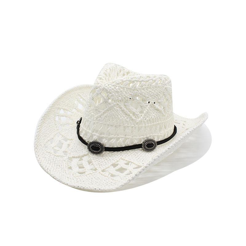 Hollow Edge Jazz Hat Western Cowboy Straw Hat Men'S Summer Vacation Beach Hat Children British