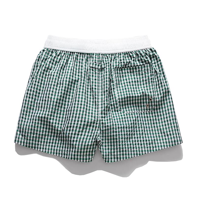 Men's Gingham Check Casual Shorts – Elastic Drawstring Waist Pocket Shorts for Summer Daily & Streetwear