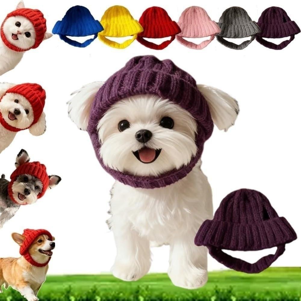 Windproof Dog Warm Hat Soft Pet Headwear Ear Flaps Cat Knit Cap Winter