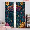 2D Flat Printing 2pcs Curtain Party Curtain Cinco De Mayo Festive Flowers Digital Printed Polyester Drapes Festive Wall Decor