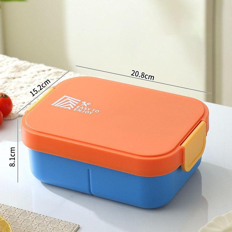 

Portable Lunch Box Plastic Bento Box Microwave Heated Lunch Box with Fork&Spoon Tableware Picnic Food Fruit Container Dinnerware 1300ML&2 оранжевый
