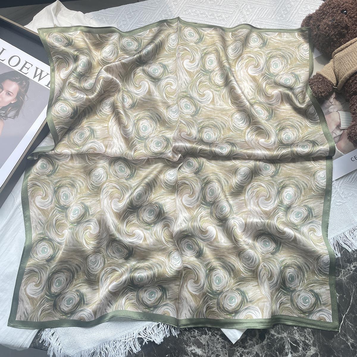 Hangzhou silk 100% mulberry silk silk scarf women s autumn and winter versatile temperament printed professional scarf 70 small square scarf 68*68cm