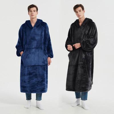 Herren Tragbare Decke Hoodie Übergroße Kapuzendecken Sweatshirt Gemütliche Warme Fleece-Decke mit Ärmeln für Erwachsene Winter Hausmäntel Mit Tasche