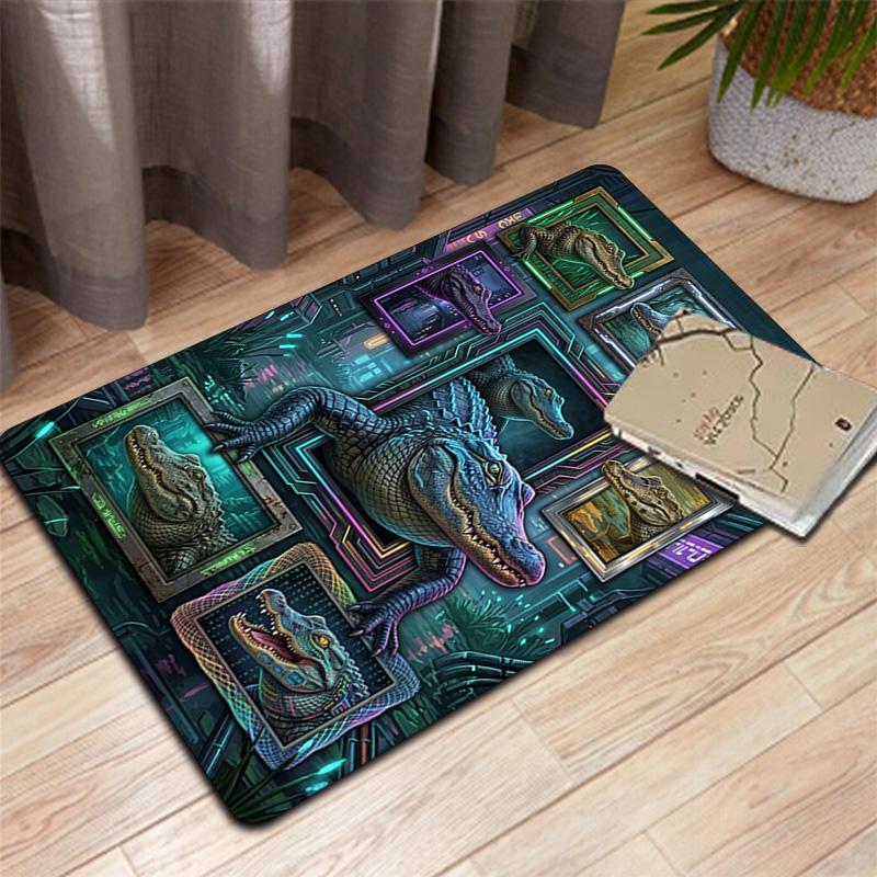 Cyber Crocodile Gallery Pattern Rug Floor Mat for Living Room or Bedroom Soft and Comfortable Carpet a Gift for Birthday and Holiday.