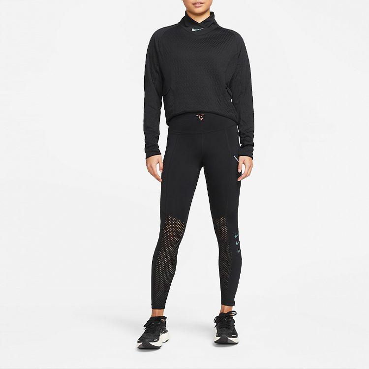 Nike T Shirts Women's Black Stand Collar Moderate Straight Fit DM7554-010
