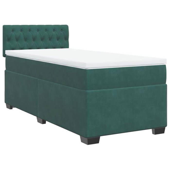 VidaXL Sommier à lattes de lit avec matelas Vert foncé 90x190 cm, lit, lit à plate-forme, lit à panneaux, meuble de chambre 3286195
