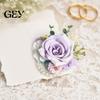 Durable Suit Pin Purple Wedding Boutonniere, Artificial Silk Flower Lapel for High-end Brooch Groom Bride Parents, Romantic Wrist Corsage Bridal Party