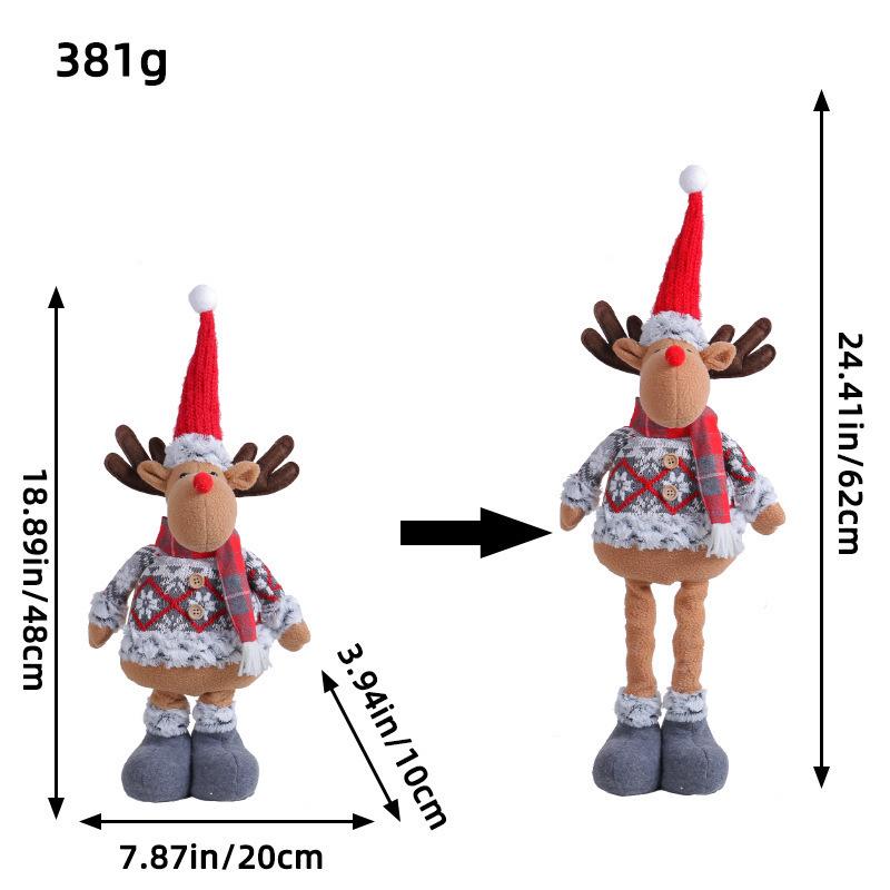 Stretchable Retro Snowflake Plaid Doll: Christmas Fabric Decoration for Hotel and Mall Desktops