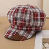 Japanese Style Vintage Plaid Octagonal Beret Hat Women - Wide Brim Sun Protection Cap Adjustable Fit Fashion