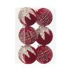 Holiday Tree Bauble Set of 6 with Patterned Finish, Hanging Style, 8 Cm Christmas Display Group for Indoor Room Use