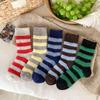 Damen Grobstrick Wollsocken Mid-Calf: Colorblock, Warm, Dick, Weich, Gestreift, Slouch-Stil für Herbst & Winter