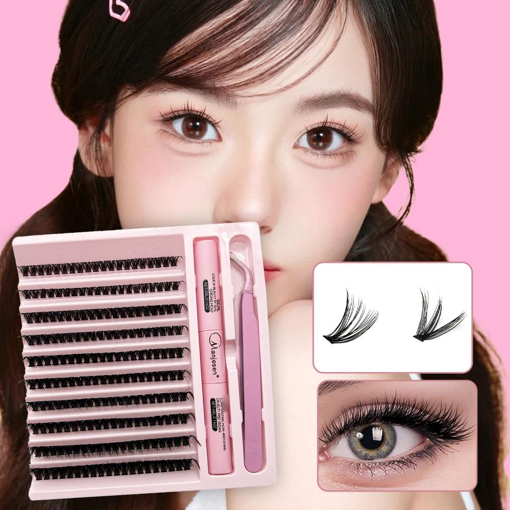 DIY Lashes Clusters Set Extensions Kit Fake Eyelashes Mix Lash Clusters with Lash Bond Seal and Lash Applicator Tool Makeup