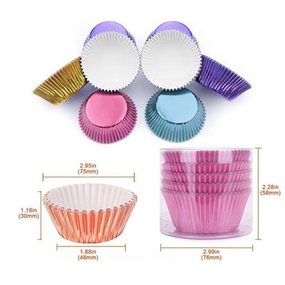 100Pcs Aluminum Foil Paper Cupcake Liners Baking Paper Cup Black Tulip Pure Color Baking Muffin Cup Cake Wrappers Case Holder