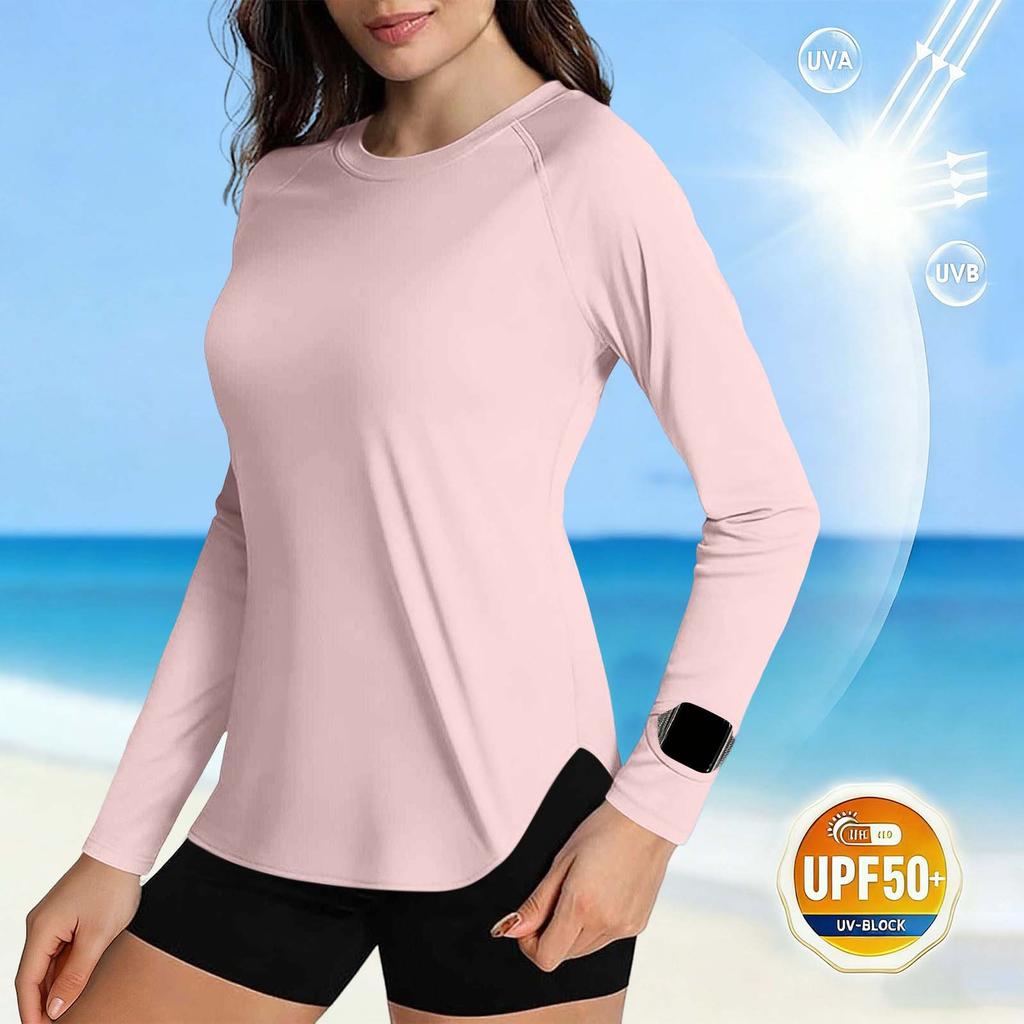 Rash Guard Manica Lunga UPF 0+ da Donna, Top da Nuoto Asciugatura Rapida UV per Surf, Immersioni, Nuoto