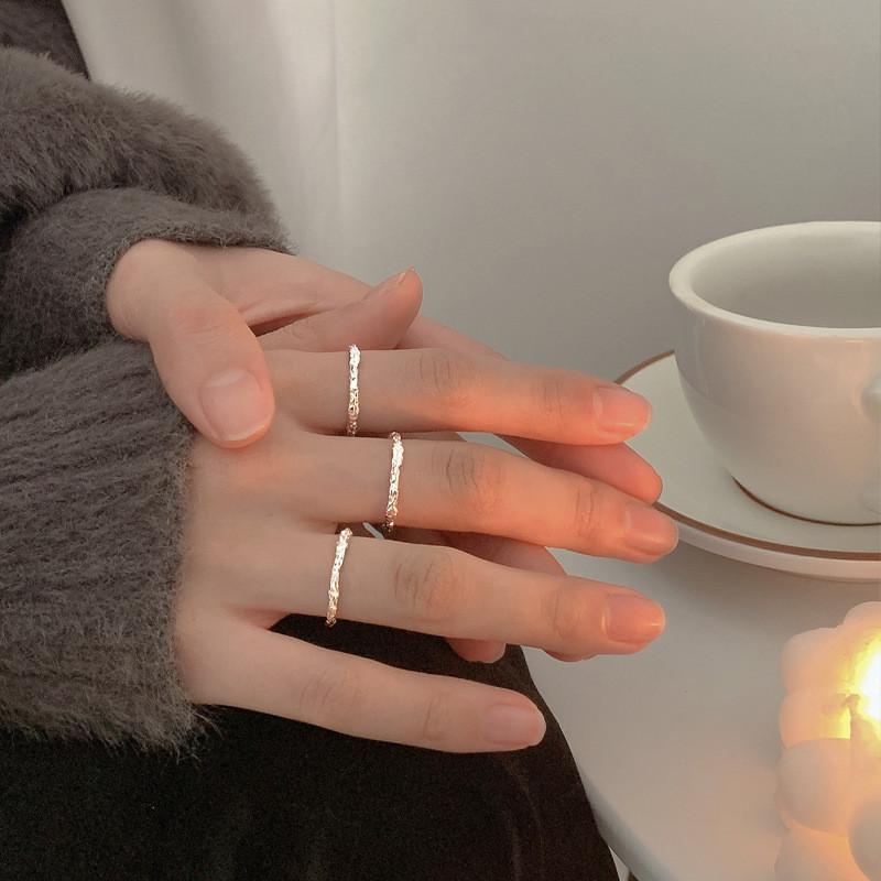 Elegant Adjustable 925 Sterling Silver Geometric Ring With Luxurious Textured Design And Modern Aesthetic For Women Gift