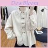 Pure Cotton Spring Shirt For Women With 3d Pattern And Stand Collar For Casual Wear