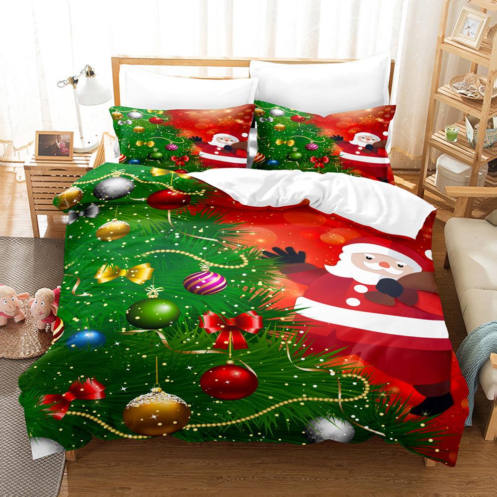 3D Digital Printing Three-Piece Set, Christmas Santa Series Bedding Kit