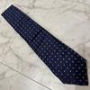 Used Celine Tie Macadam Pattern Polka Dot Navy Silk
