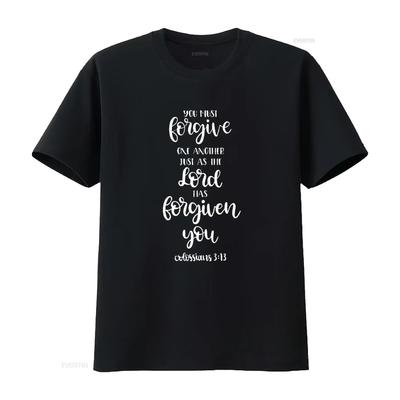 Forgive One Another Colossians 3 13 Bible Verse T Shirt Black 4XL Vintage Washed Homme Stylish Streetwear Breathable