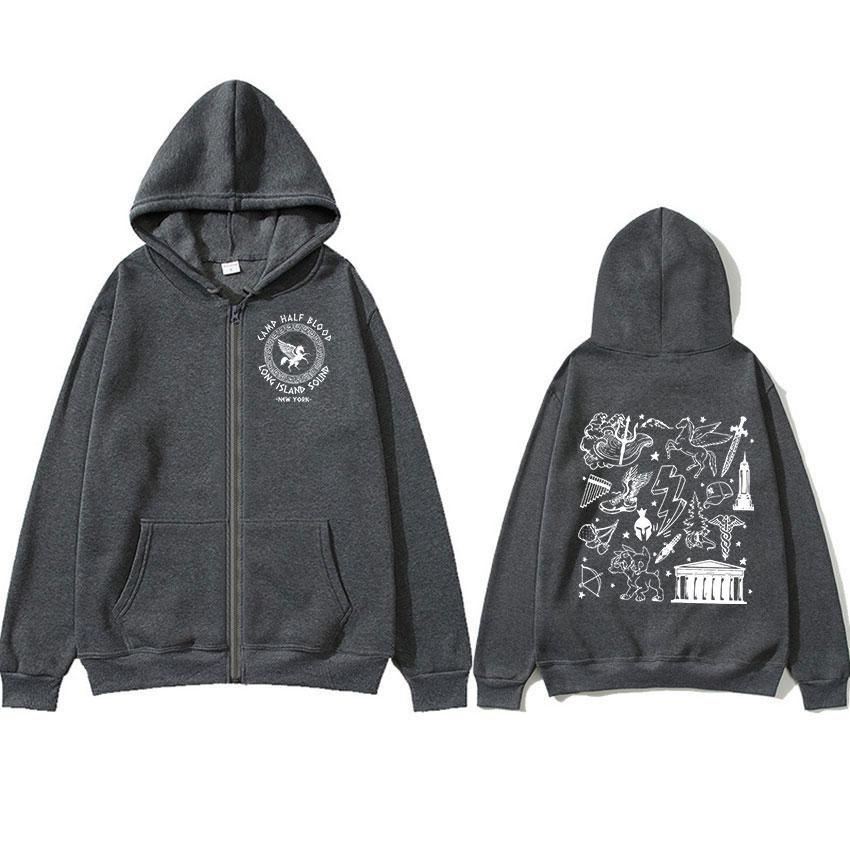 

Camp Half Blood Percy Jackson Zipper Hoodie Long Island Sound Casual Oversized Zip Up Sweatshirt Men Women Coats Hoodies 3XL