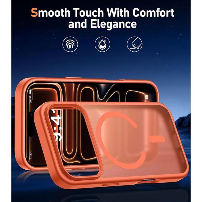 Coque de protection - BOOLING - iPhone 17 Pro Max - Hybride - Anneau Magnétique - Orange