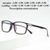 54mm Neuer TR90 Quadratischer Brillenrahmen Herren Business Blaulichtfilter Lesebrille Individueller Myopiegrad -1.00