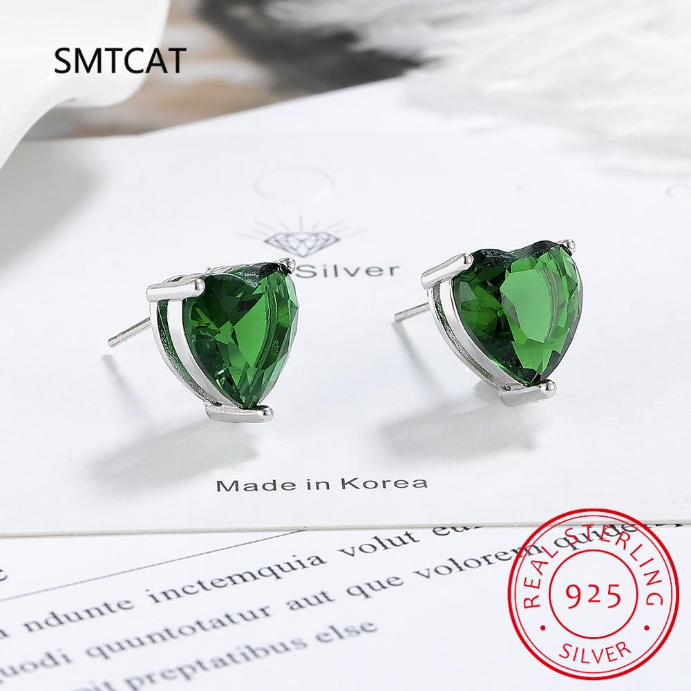 D VVS1 Heart Moissanite Earrings for Women Lab Grow Diamond Solid 925 Silver Plated Gold Stud Earring Oorbellen