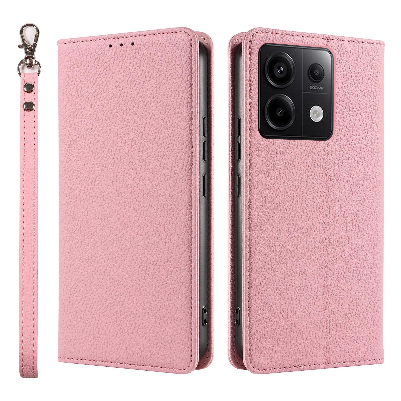 

Магнитный кошелек-чехол из личи-кожи с слотом для карт для Xiaomi Redmi Note 14 Pro Plus 13 3C, книжка-флип со стендом, карманная крышка для телефона Redmi Note 13 Pro+ 5G розовый