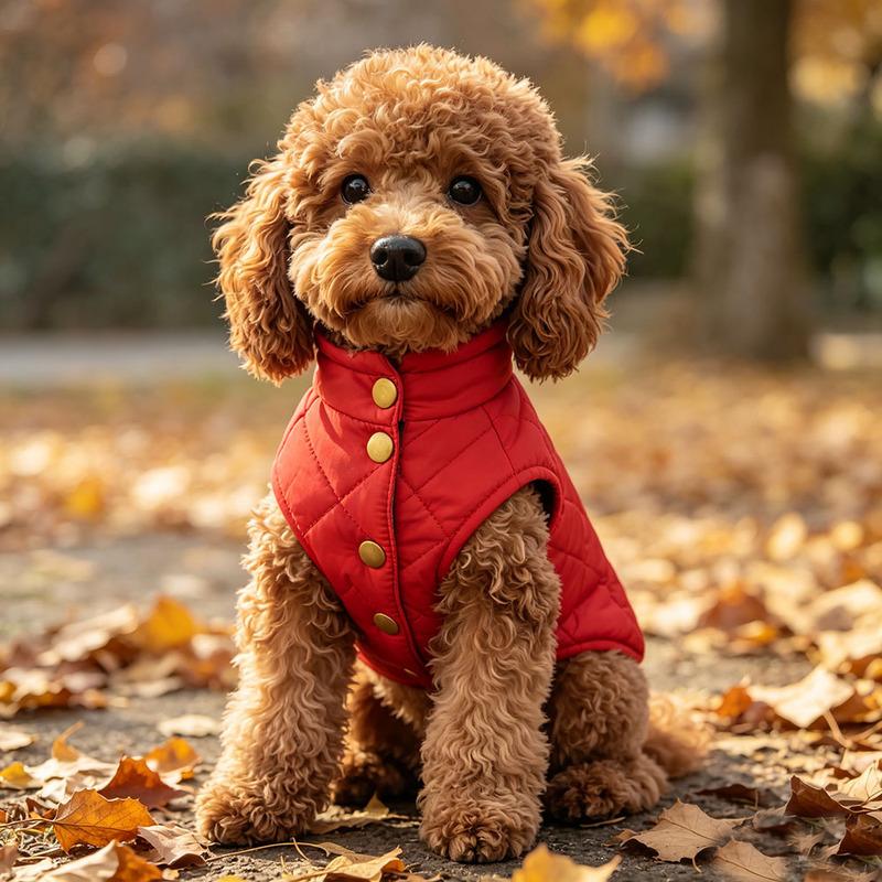 Windproof Dog Coat, Warm Dog Jacket with Built-in Harness, Fleece Lined Cold Weather Coat with Zipper for Winter, Cold Weather