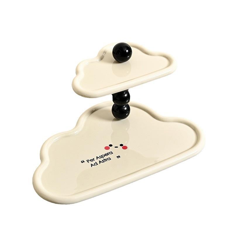

1PC Storage Rack Elegant Double-Layer Home Decor Plastic Multi-Functional Desktop Organizer Shelf Cloud-Shaped