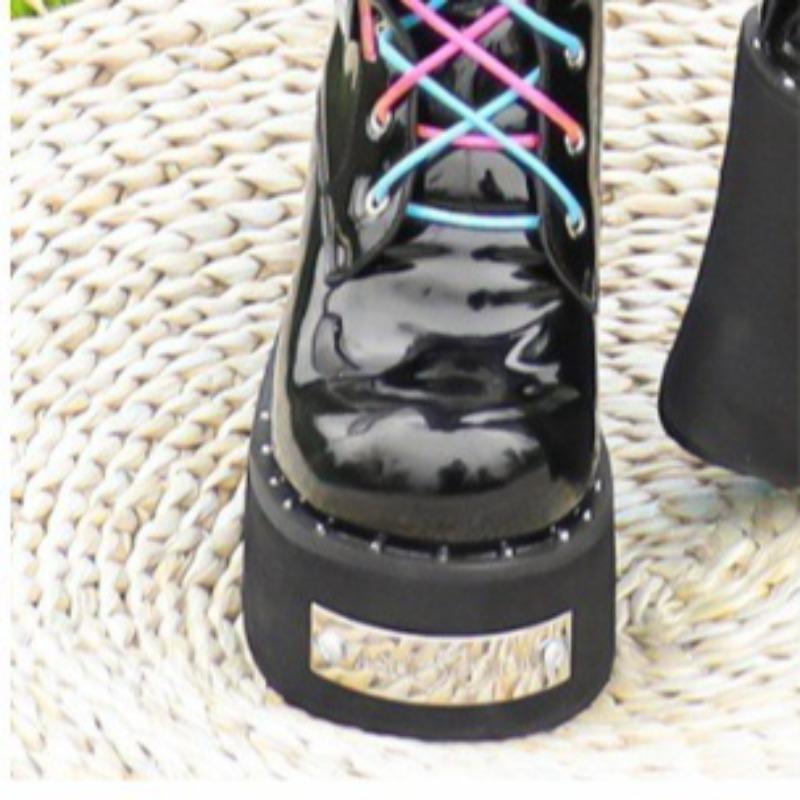 Fashion Women's Dark Platform Locomotive Boot Punk Style Knee Boot Fashion Colored Wings Butterfly Mid Boot Women Tide Boots Boats Mujer