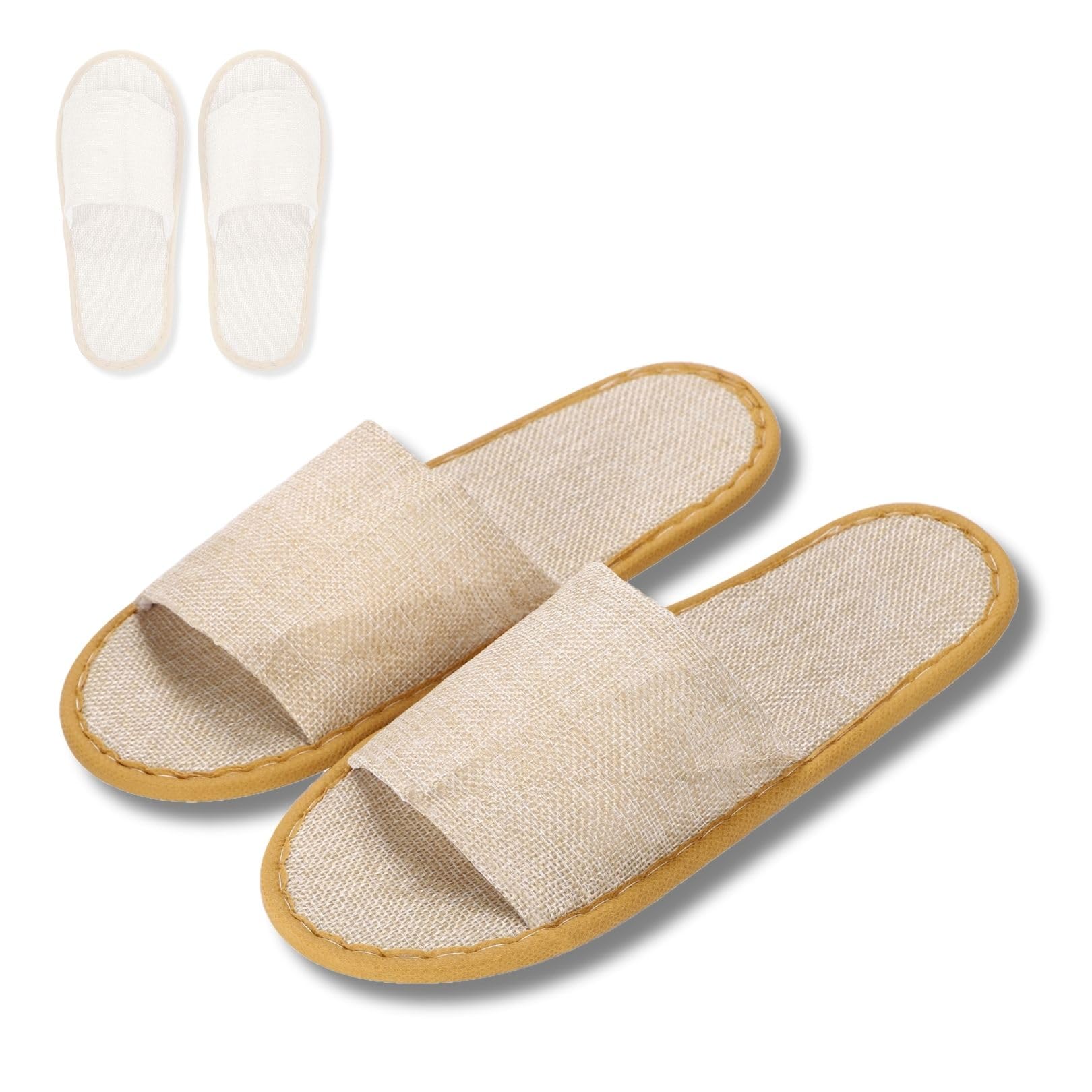 

Partools Одноразовые тапочки для использования в помещении, с открытым носком, унисекс, желтые, для гостей, отелей, (50 пар)