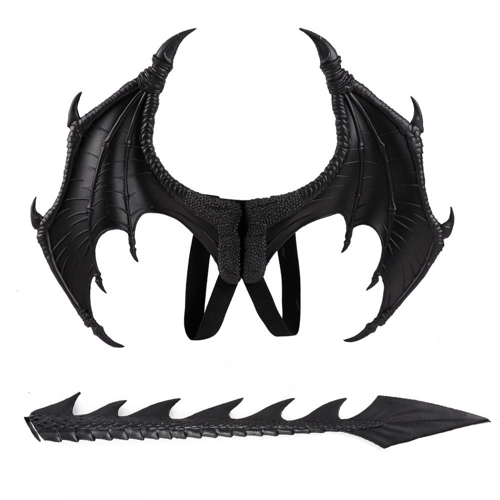 Dieren Kostuum Draken Kostuum Poeriem Kerstcadeau Carnavalsfeest Cosplay Set Vleugel en Staart kraan Kostuum One Size black