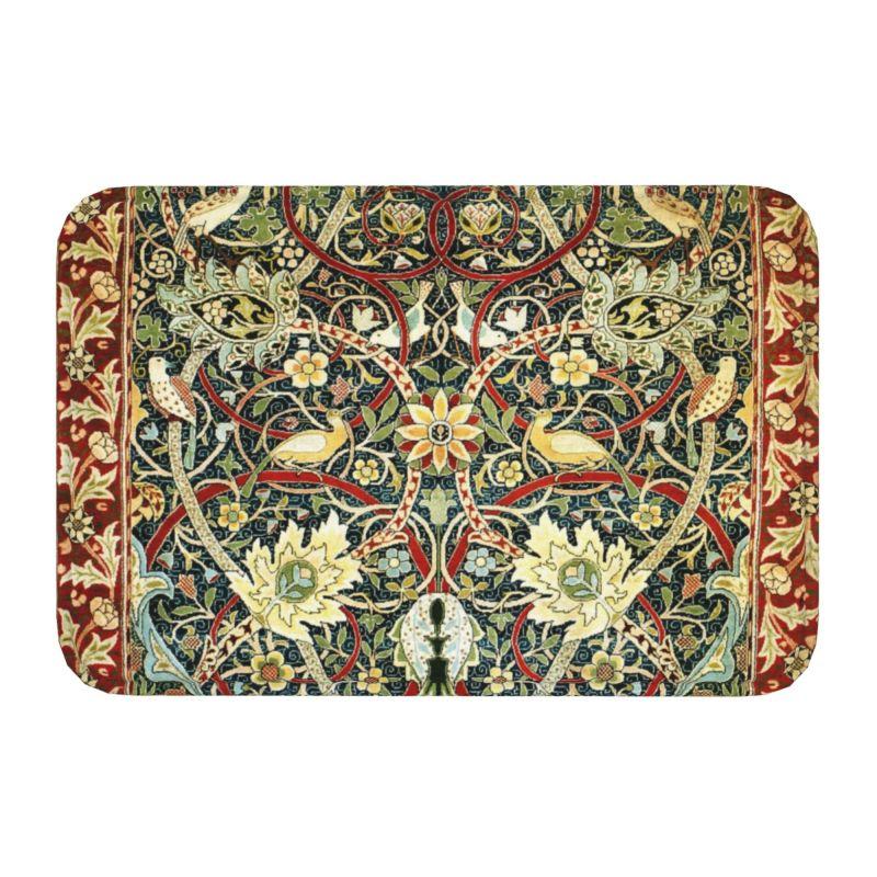 Custom William Morris Compton Floral Art Nouveau Pattern Doormat Bath Door Floor Mat Textile Pattern Toilet Rug Carpet Footpad