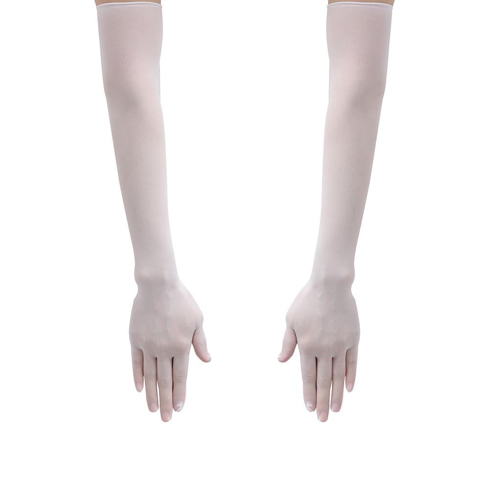 Women Opera Prom Mesh Finger Pantyhose Gloves Transparent Gloves Long Sheer Seamless Mitten