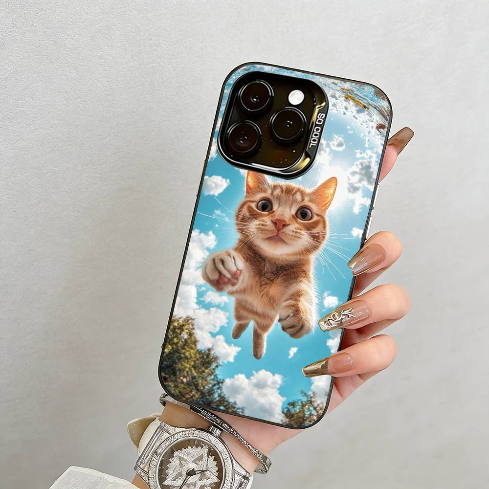 Cat Phone Case For iPhone 17,16,15,14,13,12,11 Plus,Pro Max,XS,Colorful Silver Phone Case Funda Cover