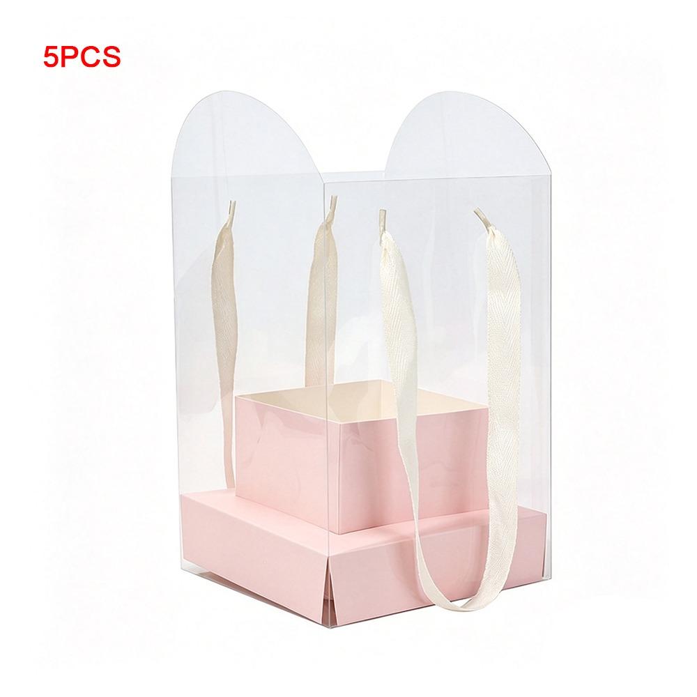 5Pcs Bouquet Wrapping Bag Waterproof Flower Packaging Box Flower Handbag Box For Wedding Party