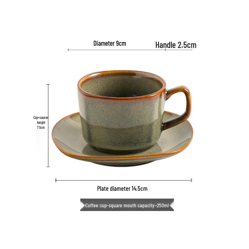 ZISIZ Retro Ceramic Coffee Cup and Saucer Set