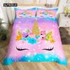 Dolphin Comforter Cover King Size Cute Unicorn Duvet Cover Cartoon Animal Pattern Bedding Set Blue Ocean Beach Theme Quilt Cover
