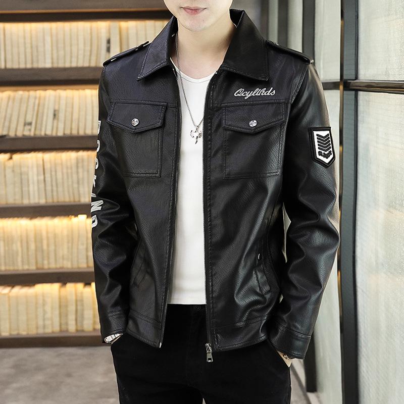 Men's 2025 Winter Korean Style Slim Fit Fleece-Lined Leather Jacket - Trendy Casual Coat