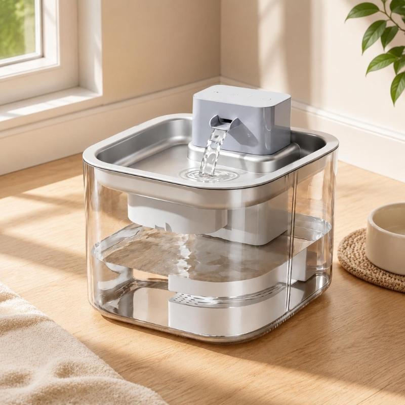 Pet Water Dispenser for Felines and Small to Medium Dogs, Approach-Activated Cycle with 3.1 L Capacity and 6 Filters