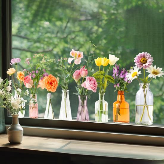 Flower Vase Window Cling Removable Waterproof PVC Floral Plants Container Static Glass Sticker Home Living Room Bedroom Decoration Decal