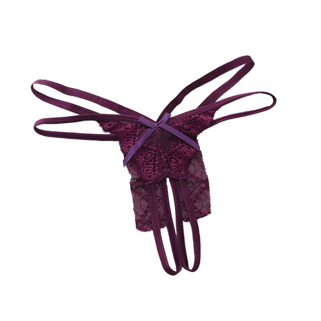 Women's Sexy Lingerie Lace Open Thong Panties G-Pants Lingerie Pajamas