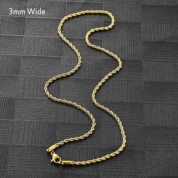 5 Colors Stainless Steel Twist Rope Chain Necklace for Women Men Black/Silver/Gold Color Plated Choker Metal Fashion Jewelry